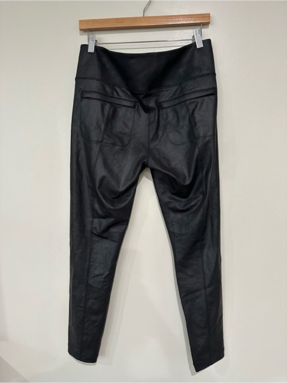 Athleta Delancey Gleam Faux Leather Leggings Black Luxe Size Large - Picture 3 of 8